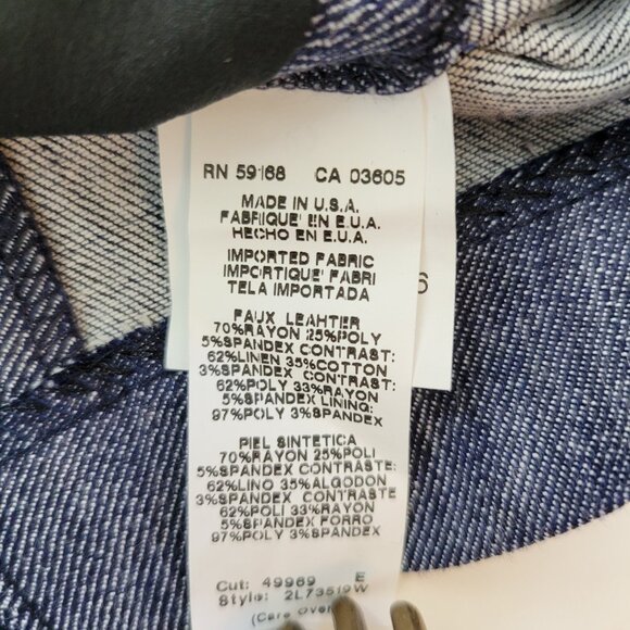 Karen Kane Vest Womens Plus 2X Blue Denim Black Faux Leather Moto Made in USA - Picture 9 of 14